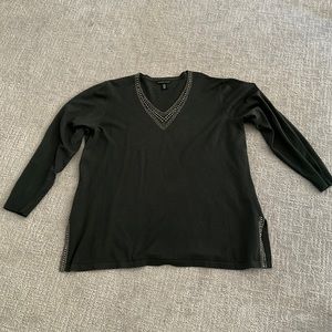 Adrienne Vittadini Green Embellished Sweater Tunic 1X Beautiful